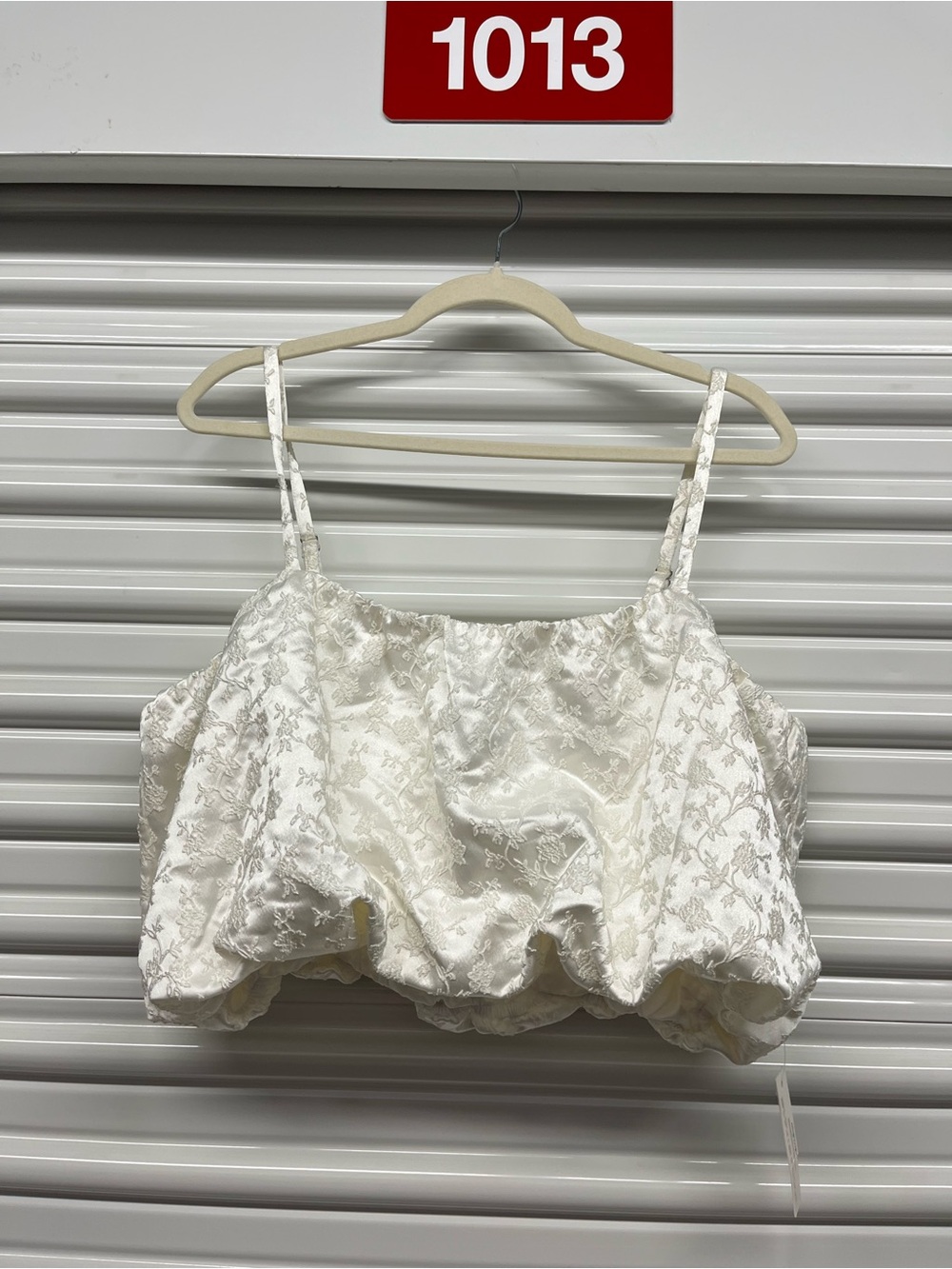 For Love & Lemons Women's Ivory Floral Brocade Cropped Cami Top Size XL